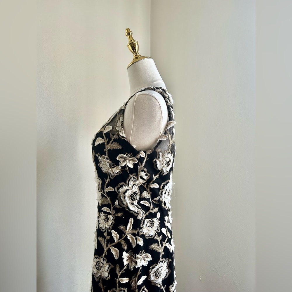 David Meister Black and White Floral Maxi Dress - Picture 4 of 7